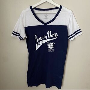 Kentucky Derby T-Shirt Horse Race Navy Blue White Churchill Downs 2017 Casual